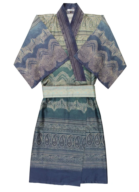 Bassetti Brunelleschi 9291747 Kimono Made of 100% Cotton Satin in Green V4, Size: S-M - Image 1