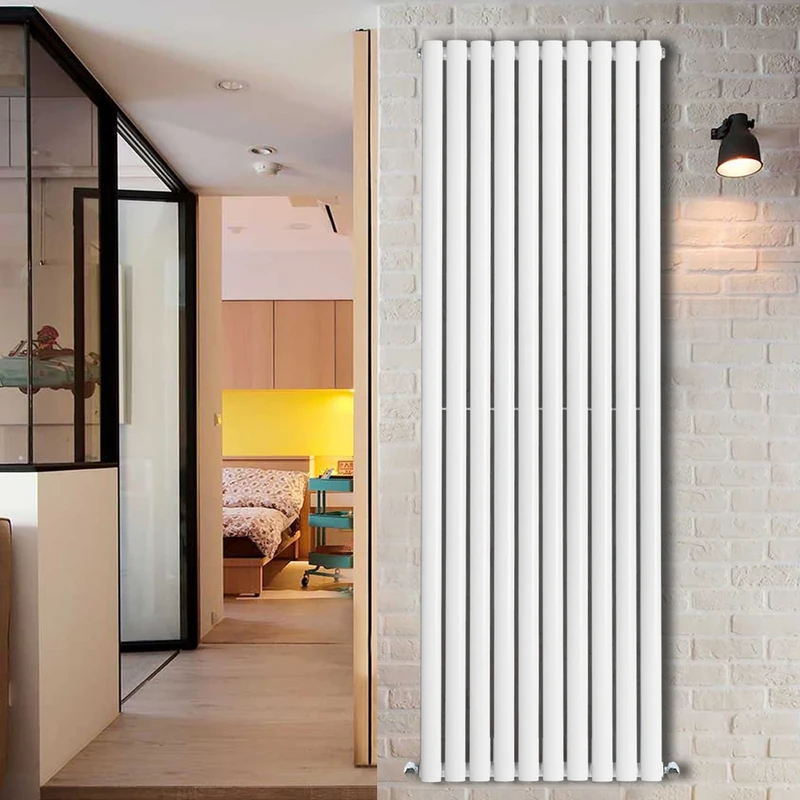 NRG Vertical Designer 1800x590 mm Oval Column Radiator Bathroom Central Heating Heater Single Panel Rad White