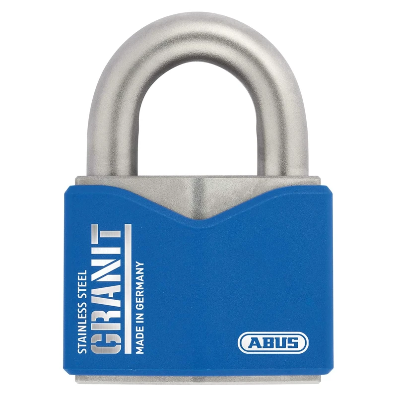 ABUS Granit 37ST/55 Stainless Steel Padlock - Outdoor Use - ABUS Plus Disc Cylinder - Security Level 10 - Blue/Silver