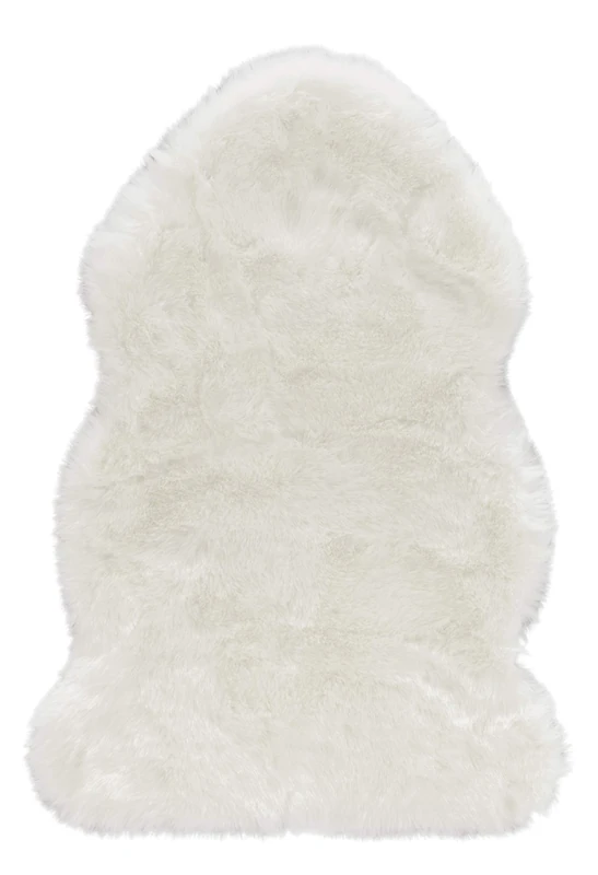 Mint Rugs Superior Soft Faux Fur in Fur Shape Plain White 90 x 140 cm