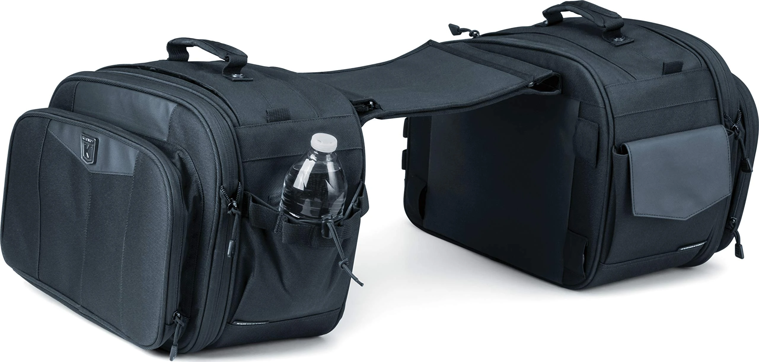 Kuryakyn 5209 Momentum Outrider Expandable Motorcycle Travel Luggage: Weather Resistant Throw-Over Saddlebags, Black