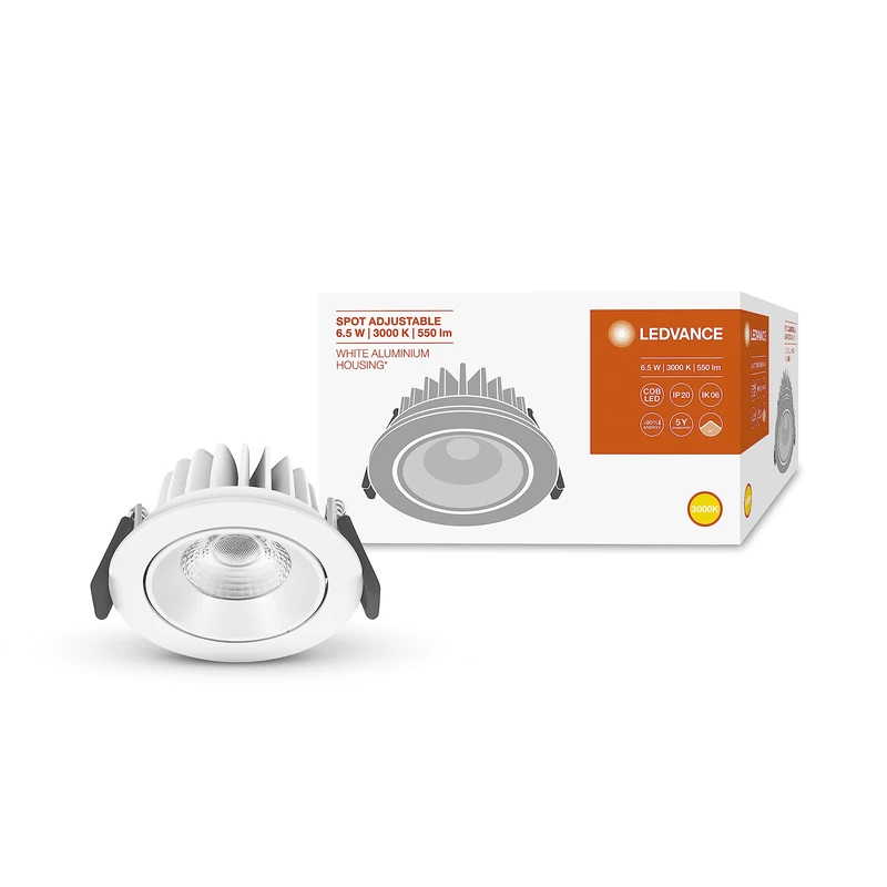 LEDVANCE LED spotlight, light for indoor use, warm white, 80.0 mm x 36.0 mm, spot adjust - Image 1