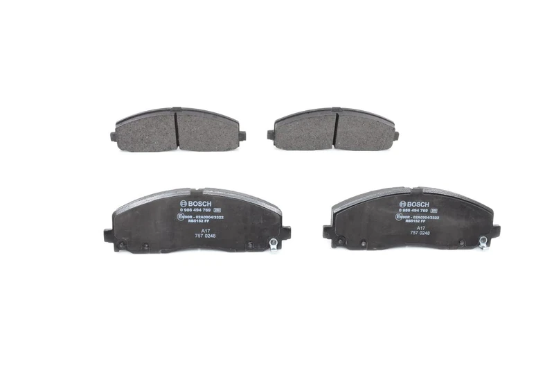 Bosch BP1943 - Brake Pads Car Front Axle - Bosch Quality - Reduced Noise and Dust - ECE-R90 Certified - Copper-Free - 1 Set of 4 Pads - With Accessories