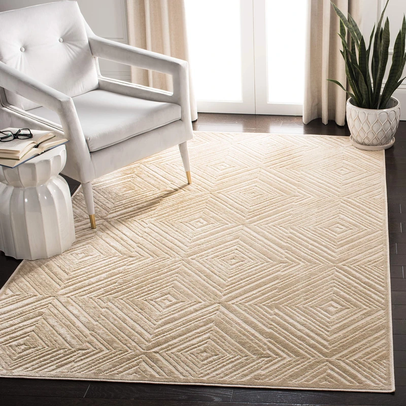 Safavieh Transitional Indoor Woven Rectangle Area Rug, Paradise Collection, PAR948, in Beige, 155 X 229 cm for Living Room, Bedroom or Any Indoor Space