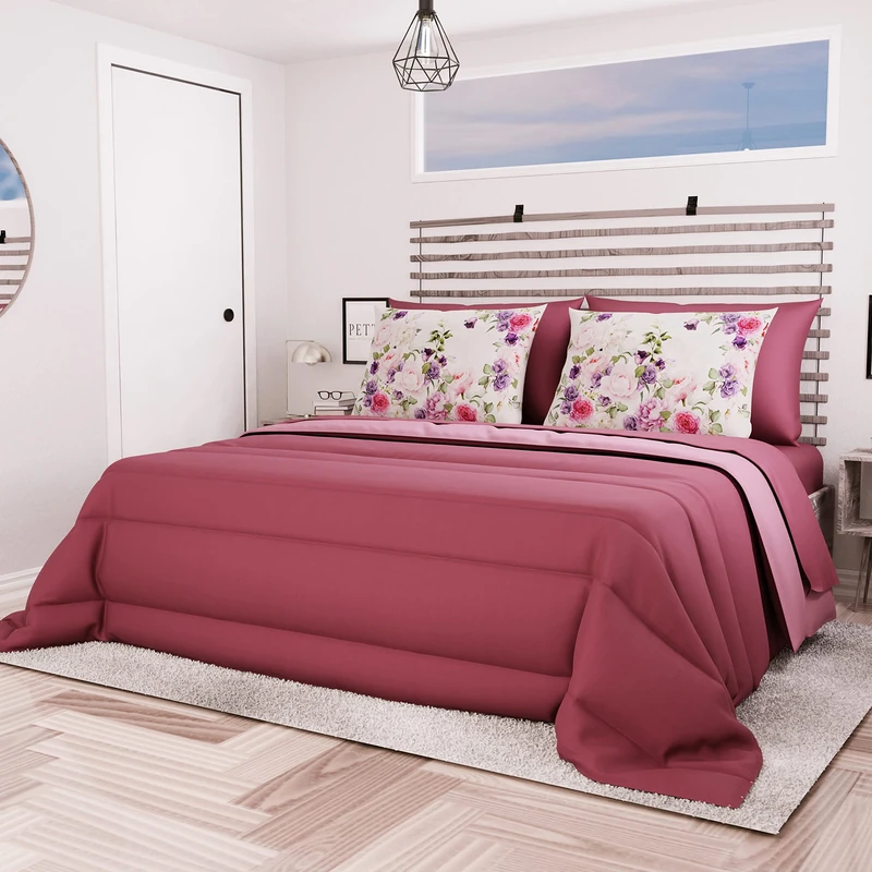 PETTI Artigiani Italiani, Quilts, Warm and Soft Comforter, Microfiber Duvet, 100% Made in Italy, Microfibre, Plum, Large Single (170x260 cm)
