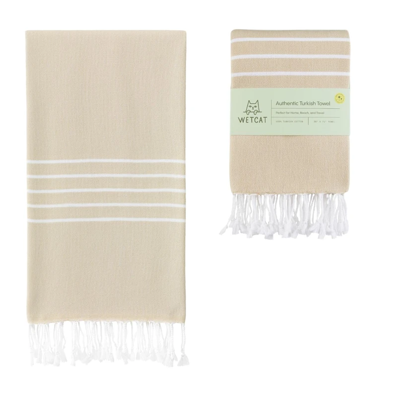 WETCAT Turkish Beach Towel Oversized (38"x71") 100% Turkish Cotton, Made in Turkey - Sand Free, Extra Large, Ultra Soft, Quick Drying, Compact & Lightweight for Travel - Sand