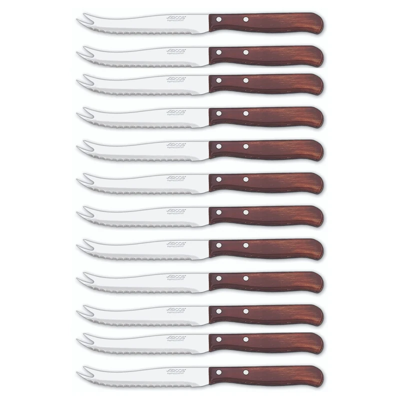 Arcos Series Latina - Box 12 Pieces Cheese Knife - Blade Nitrum Stainless Steel 105 mm (4.14 Inch) - Handle Pack-Wood Brown Colour (12 Piece)