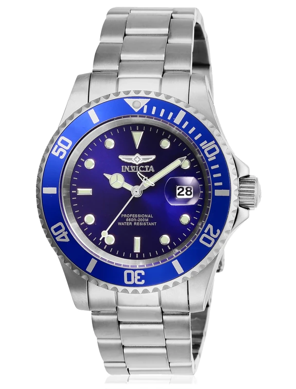 Invicta Pro Diver 26971 Men's Watch - Waterproof - Analogue - Quartz Movement - stainless steel with blue dial - 40mm