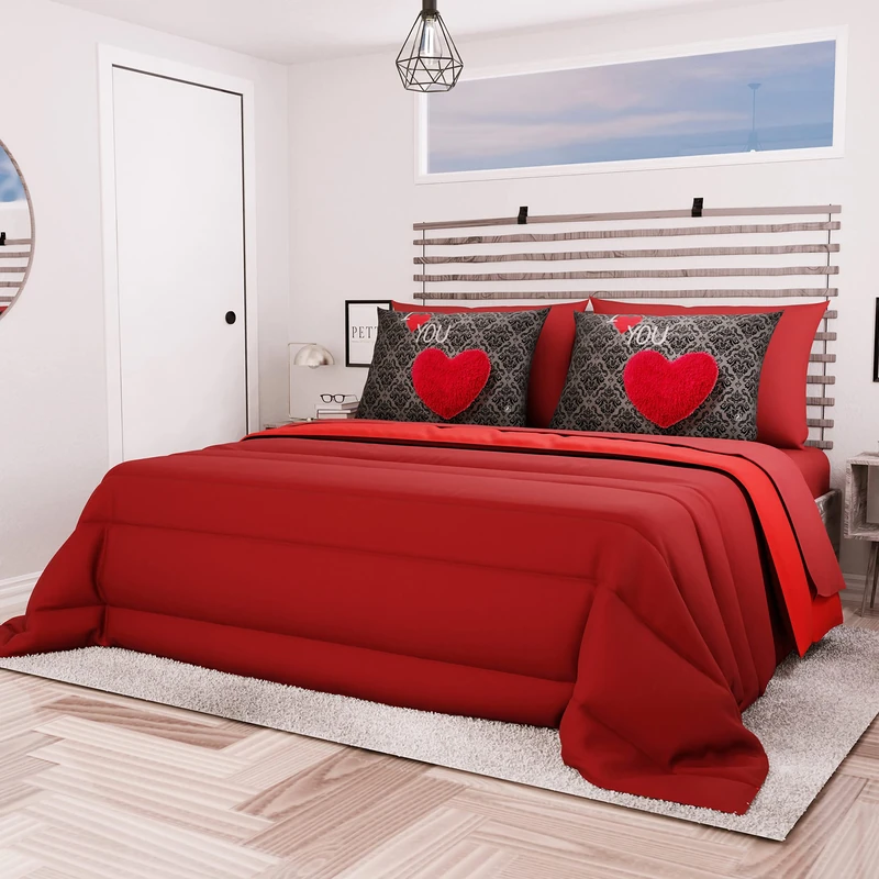 PETTI Artigiani Italiani, Quilts, Warm and Soft Comforter, Microfiber Duvet, 100% Made in Italy, Microfibre, Bordeaux, Large Single (170x260 cm)