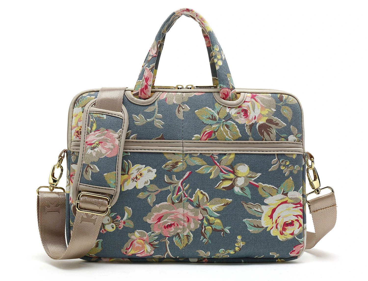 kayond Blue Water Hyacinth Canvas Laptop Shoulder Messenger Bag Case Sleeve for 12.5-13.3 Inch Laptop and Macbook Air 13，Macbook Pro 13/14 (13-13.3 inch, Blue Water Hyacinth)