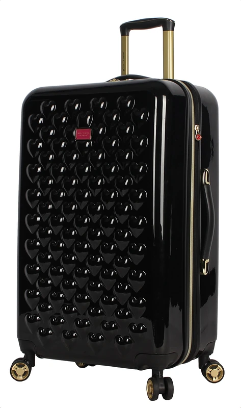 Betsey Johnson Luggage Hardside Midsize 26" Suitcase with Spinner Wheels (26in, Heart to Heart Black)