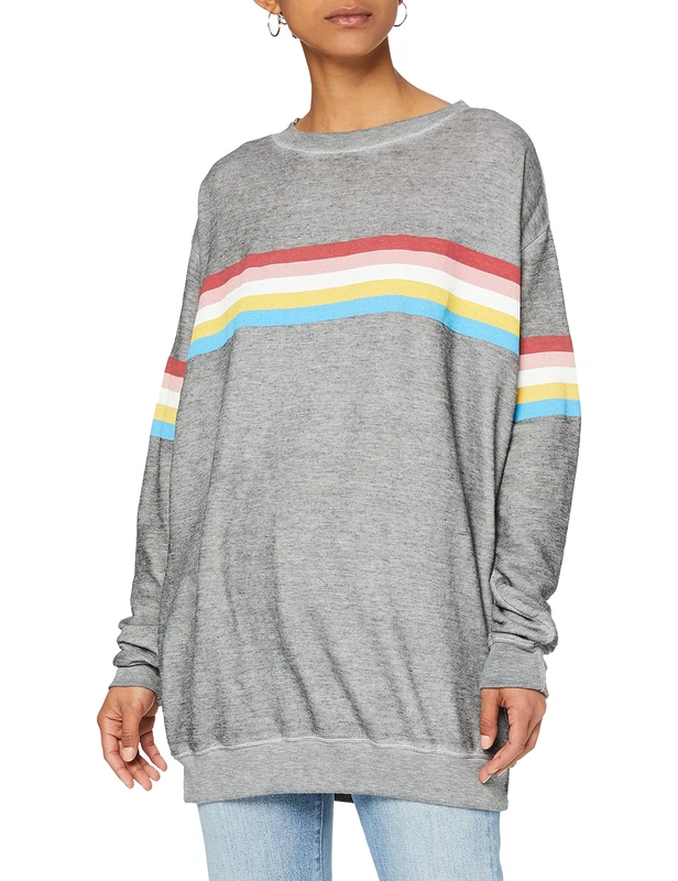 Wildfox Women's Marvel Stripe Sweatshirt, Grey (Heather Heather), 8 (Size: X-Small) - Image 1