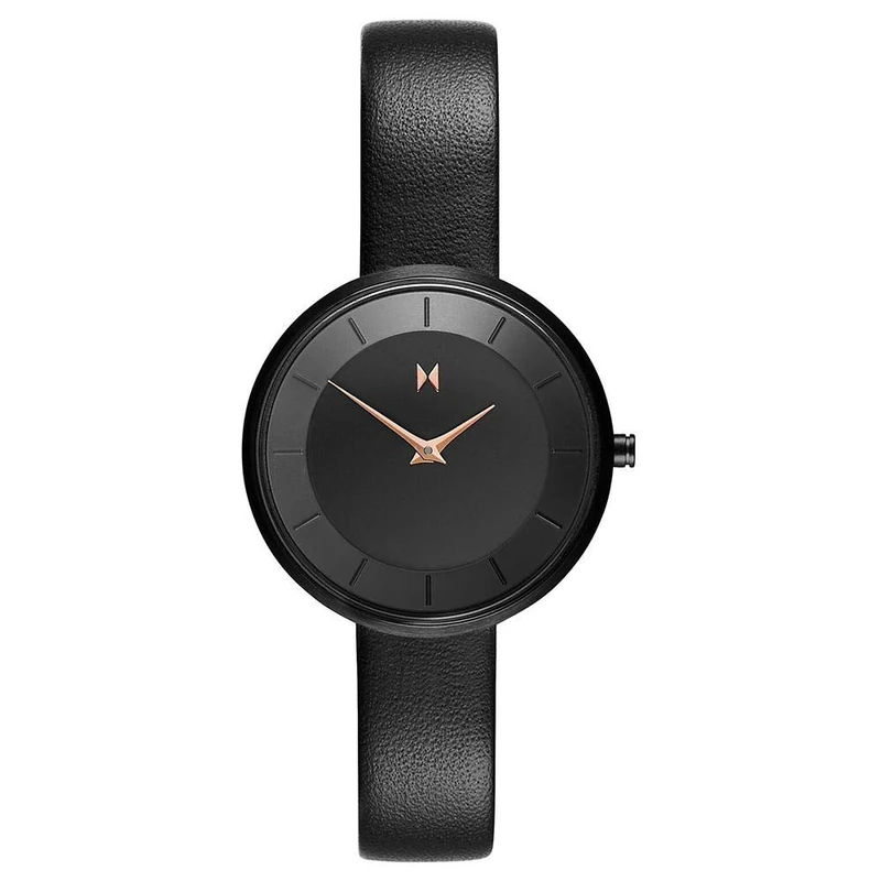MVMT Analogue Quartz Watch for Women with Black Leather Strap - D-FB01-BLBL