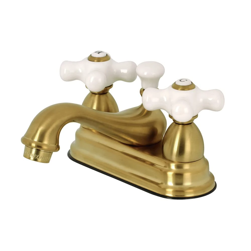 Kingston Brass KS3607PX Restoration 4-Inch Centerset Bathroom Faucet, Brushed Brass