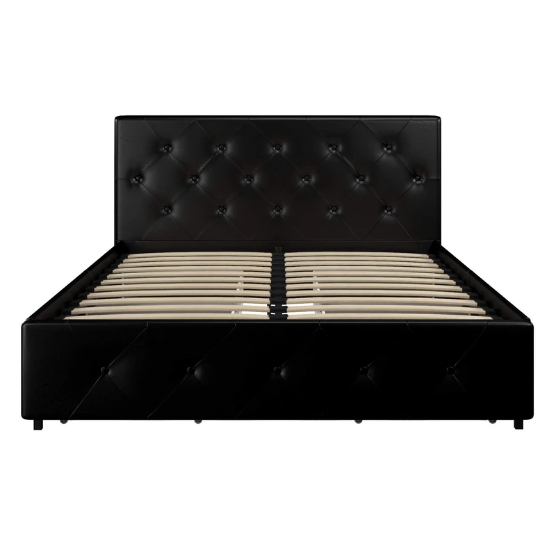 DHP Dakota Bed with Storage Black PU Double - Image 1
