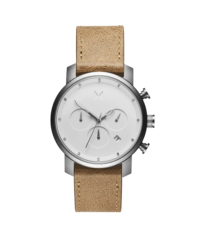 MVMT Analogue Quartz Watch for Men with Beige Leather Strap - D-MC02-WT