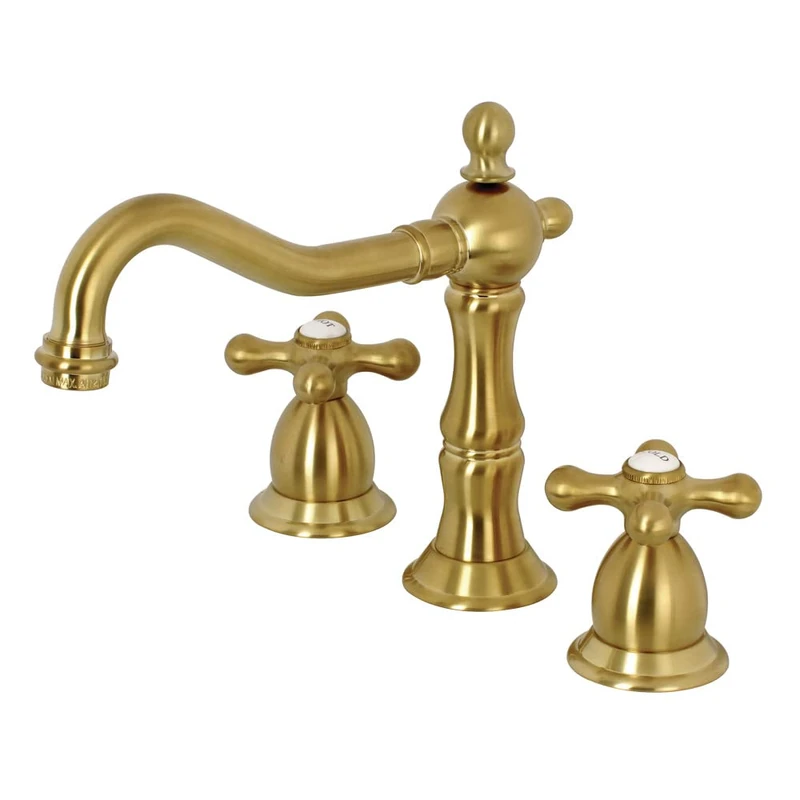 Kingston Brass KS1977AX Heritage 8" Widespread Lavatory Faucet, Satin Brass