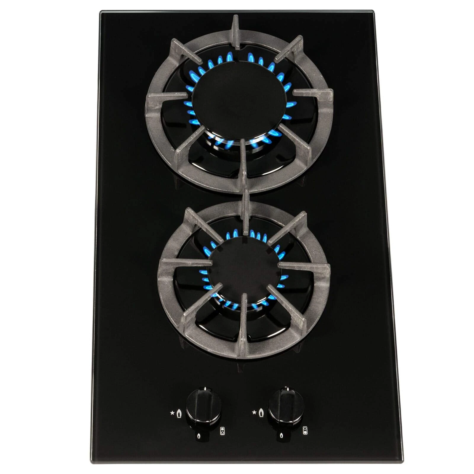 SIA BGH30BL 30cm Black Gas On Glass Domino Hob | Cast Iron Pan Support | LPG Kit