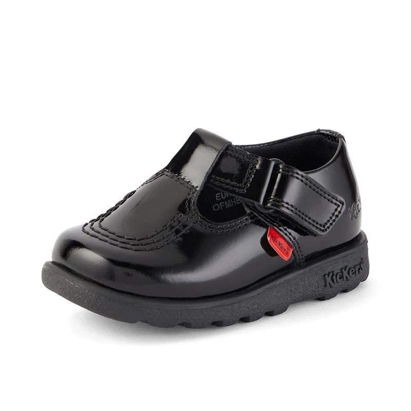 Kickers Kids Girls Fragma T Bar Infant Moc Toe Shoes Black UK C6 (23)