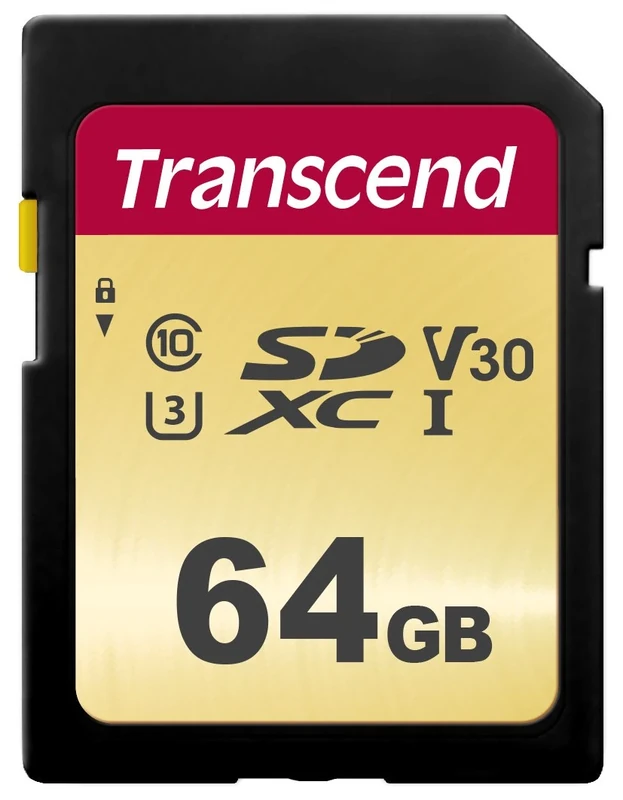 Transcend SDC500S 64GB SDXC Class 10 U3 V30 Memory Card, Speed up to 95/45MB/s for Digital Cameras