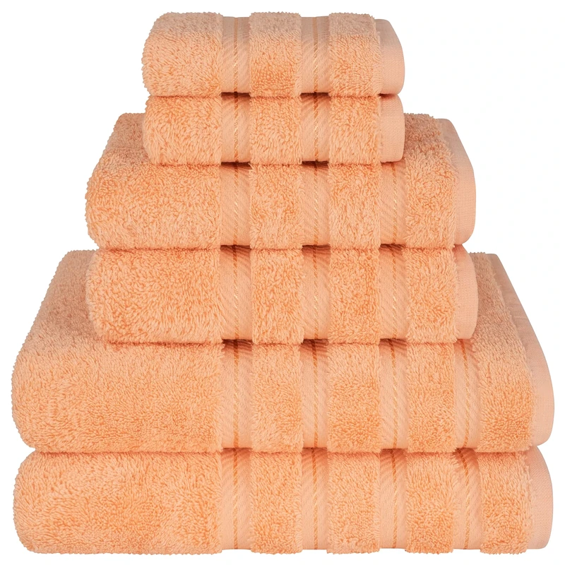 American Soft Linen Luxury 6 Piece Towel Set, 2 Bath Towels 2 Hand Towels 2 Washcloths, 100% Turkish Cotton Towels for Bathroom, Malibu Towel Sets