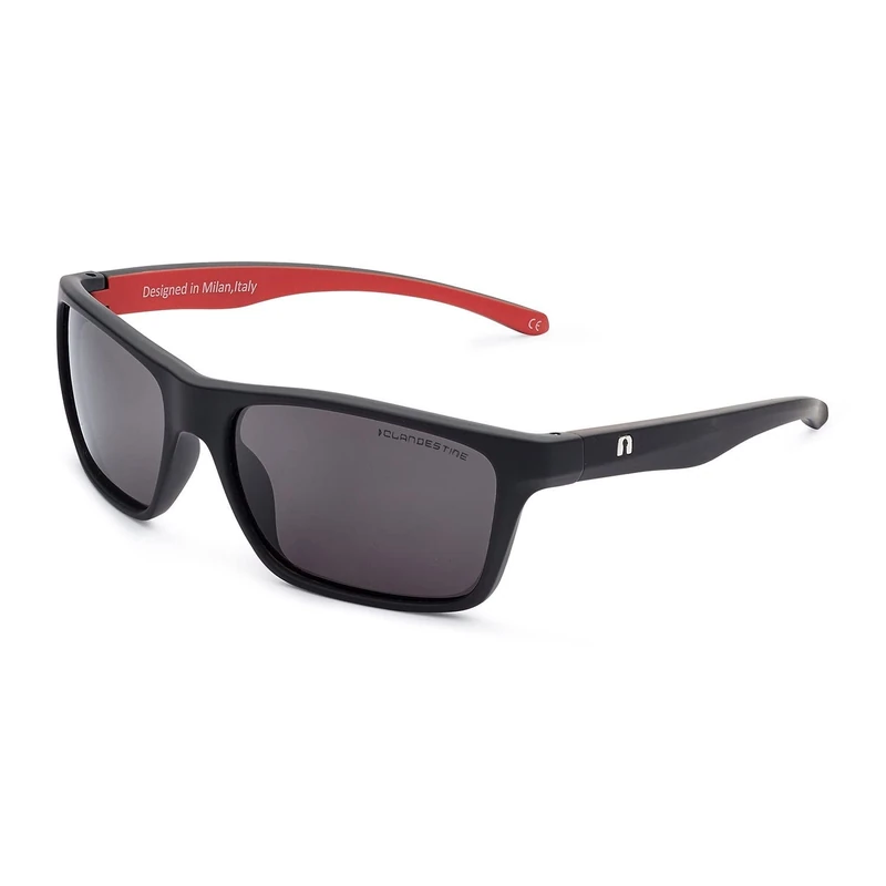CLANDESTINE - Sunglasses Square 6 Matte Black R N - Black Nylon Lenses and Plastic Frame - Sunglasses for Men and Women - Smart Vision Technology - More Sharpness and Less Glare