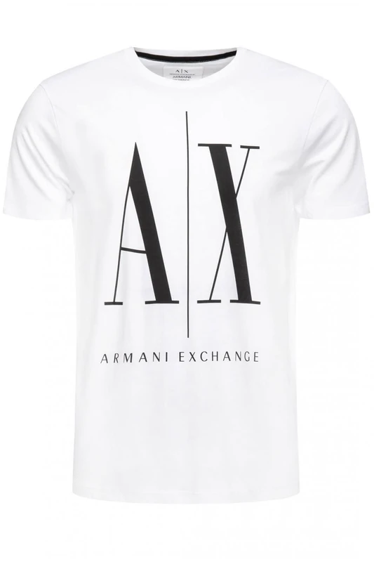 Armani Exchange Men's Logo Icon Tee T-Shirt, White (White W/Black Print 5100), X-Large