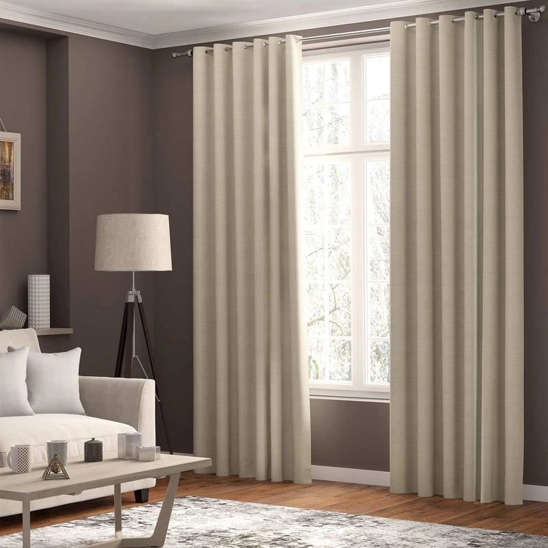 Curtains Faux Linen, Thermal Insulated, 3 Pass 100% Blackout Eyelet Curtains (Rustic Brown, 66 x 72 inch 168 x 183 cm)