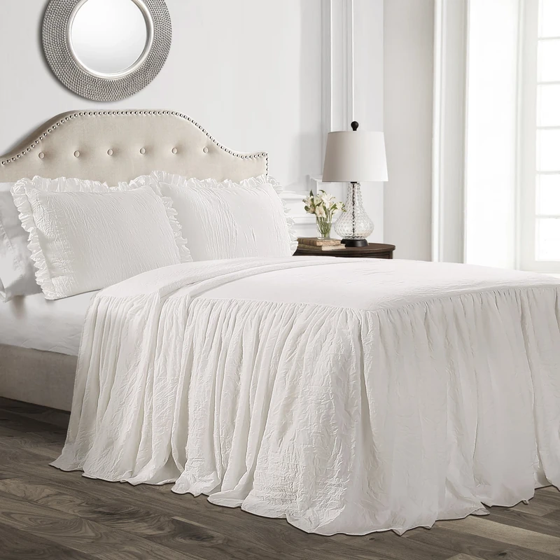 Lush Decor Ruffle Skirt Bedspread, Polyester, White, Full
