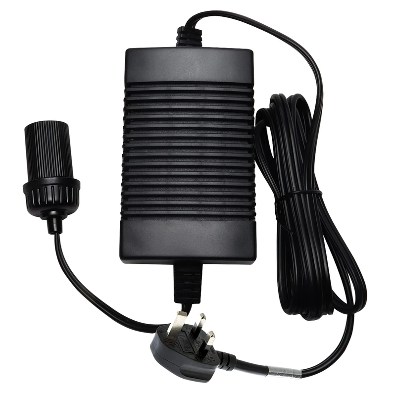 Koolatron Power Supply Converter AC/DC Travel Adapter Universal Socket 12V DC to 230V AC Car Plug Cigarette Lighter 6Ft Cord Portable for Coolers Fridges Car Fridge Camping Compressor Black - Image 1
