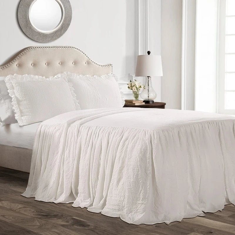 Lush Decor Ruffle Skirt Bedspread, Polyester, White, Twin