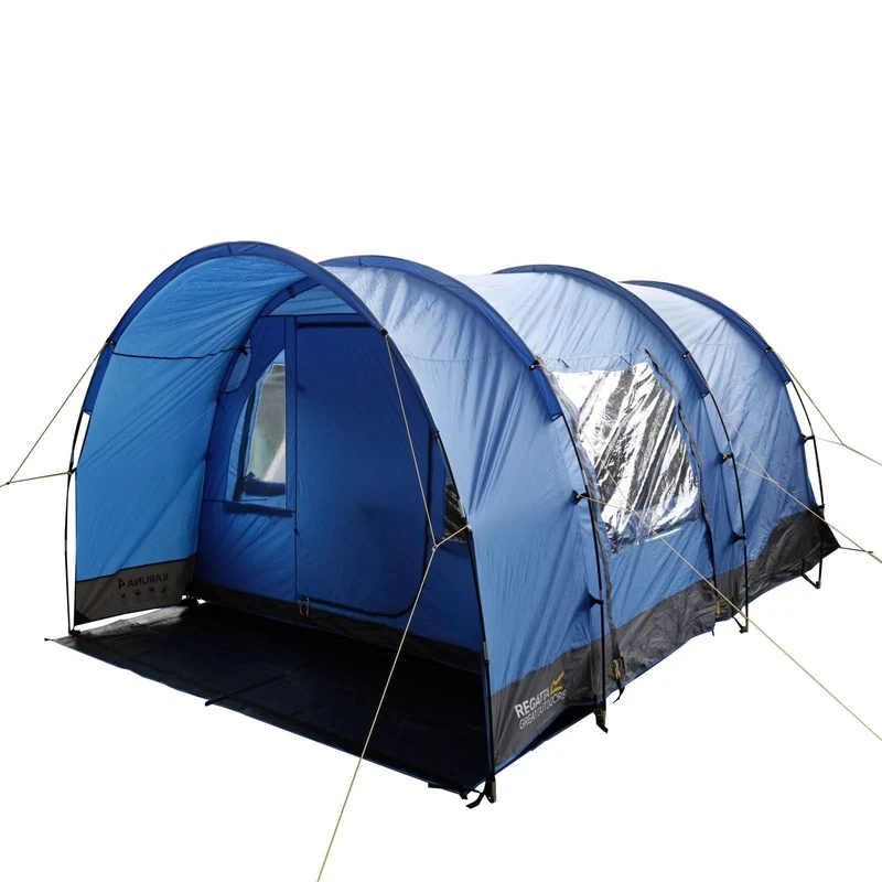 Regatta Karuna Family Camping Tunnel Tent - Nautical Grey/Laser Blue, 4 Person