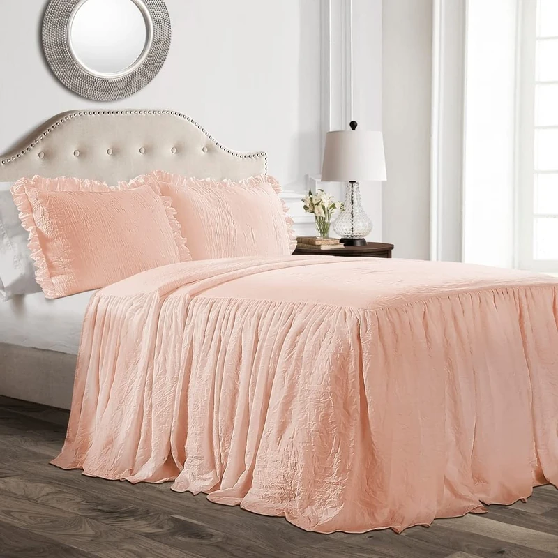 Lush Decor Ruffle Skirt Bedspread, Polyester, Blush, Twin