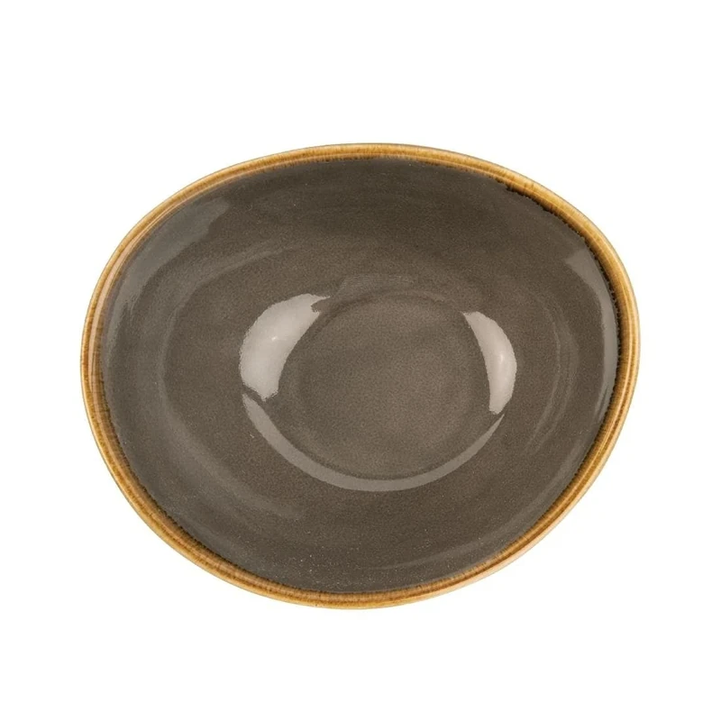 Olympia Kiln Bowl in Smoky Gray - Porcelain - Irregular Shape - 160(�) mm
