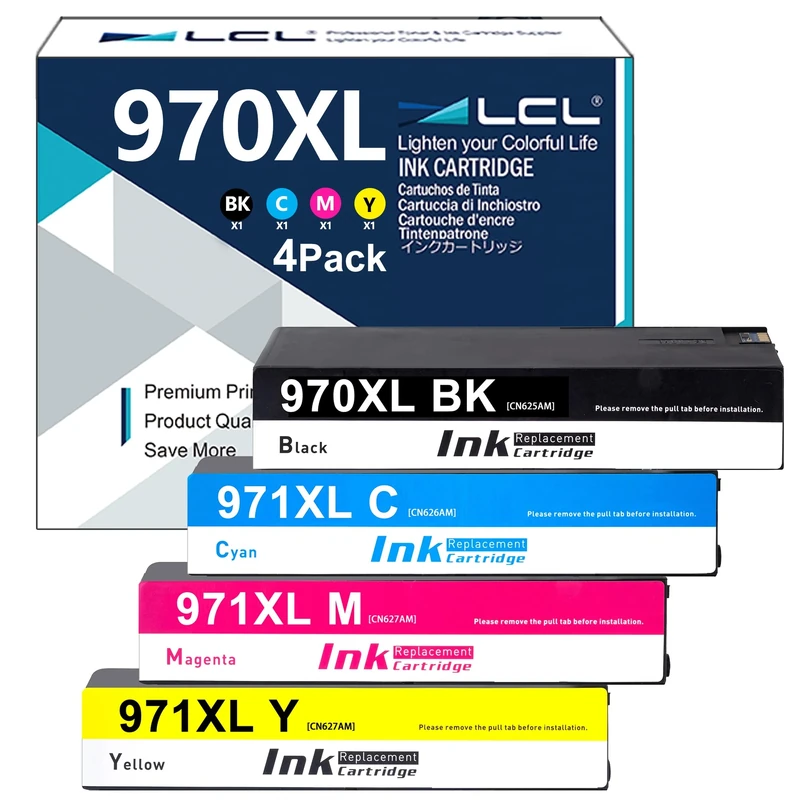 970XL 971XL High Yield Ink Cartridge Replacement for HP 970 970XL 971XL Replacement for HP Officejet Pro X451DN X451DW X476DN X476DW X551DW X576DW X576dn MFP (Black Cyan Magenta Yellow, 4-Pack)