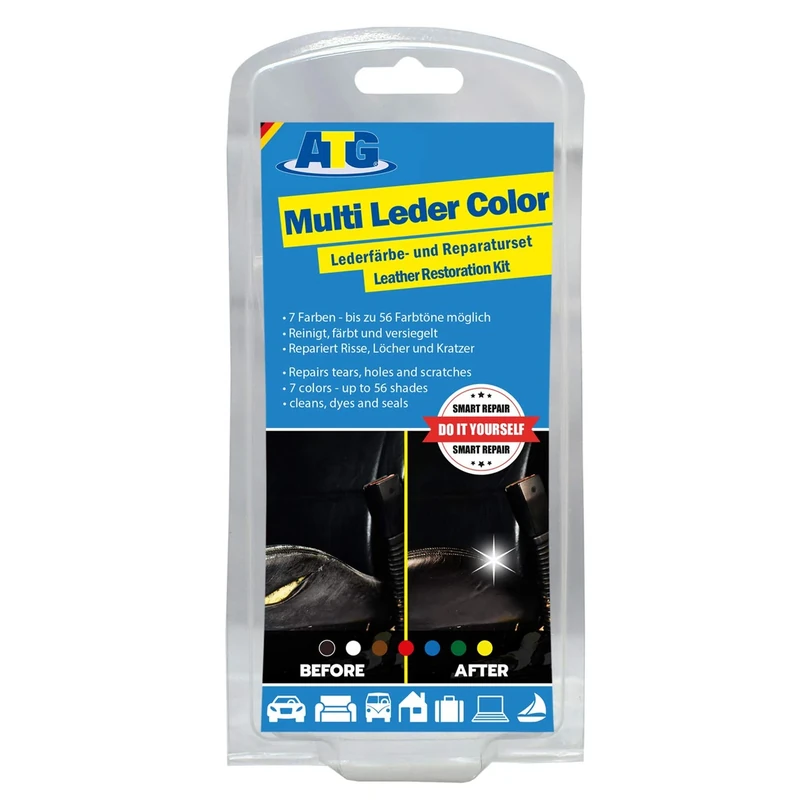 ATG Autozubehör-Teile-Gerl ATG ATG127 Leather Colour Leather Repair Leather Faux Leather Car Seat Repair Kit | Fire Hole Repair Kit Car
