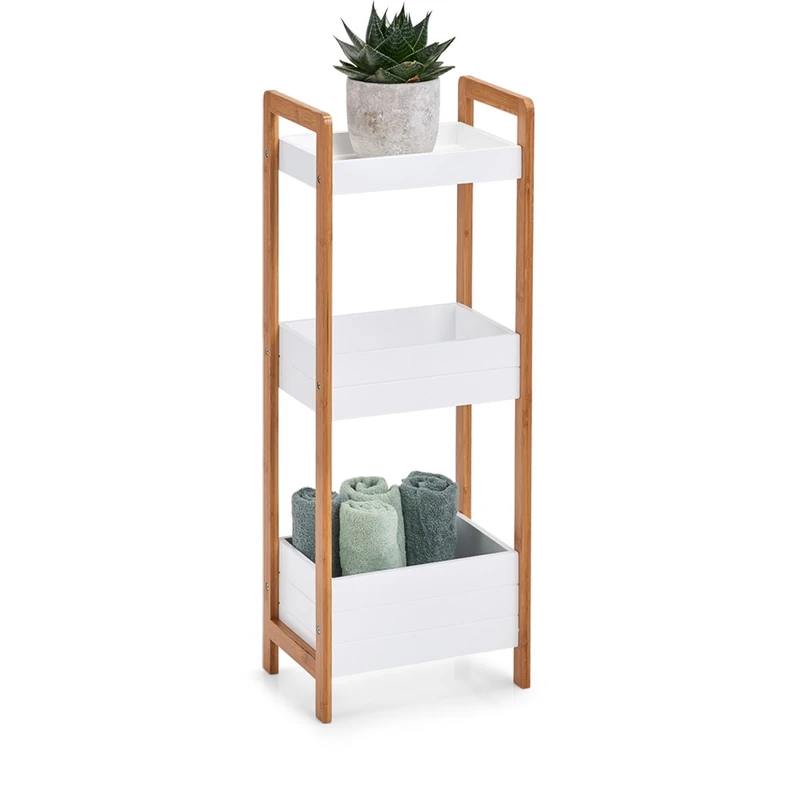 Zeller Rack With 3 Shelves, Bamboo/Mdf, White