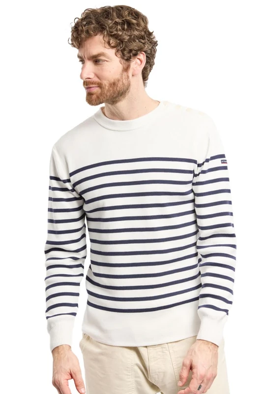 Armor Lux Men's Pull Marin groix Homme Jumper Not Applicable, White (6rl Milk/Navire 6rl), Medium