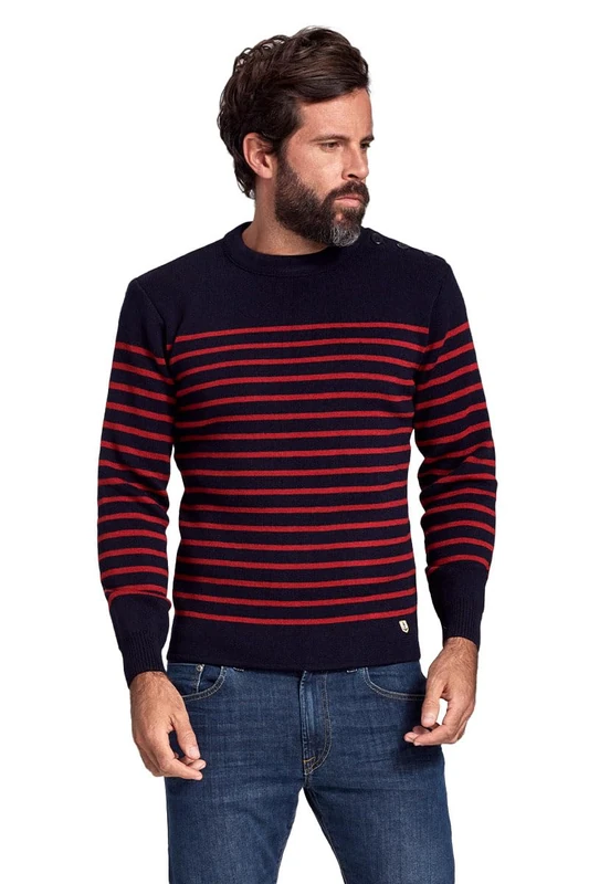 Armor Lux Men's Pull Marin Molene Héritage Homme Sweater, Multicoloured (I78 Navi/Chili Red I78 Navie/Chili Red), XXL