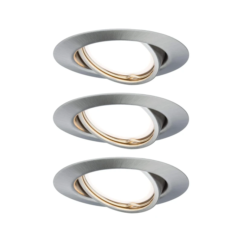 Paulmann Base LED Recessed Luminaire Round, 3x5W Dimmable Spotlights, Brushed Iron, 3000K, 9cm x 4.5cm, Study, Children's Room