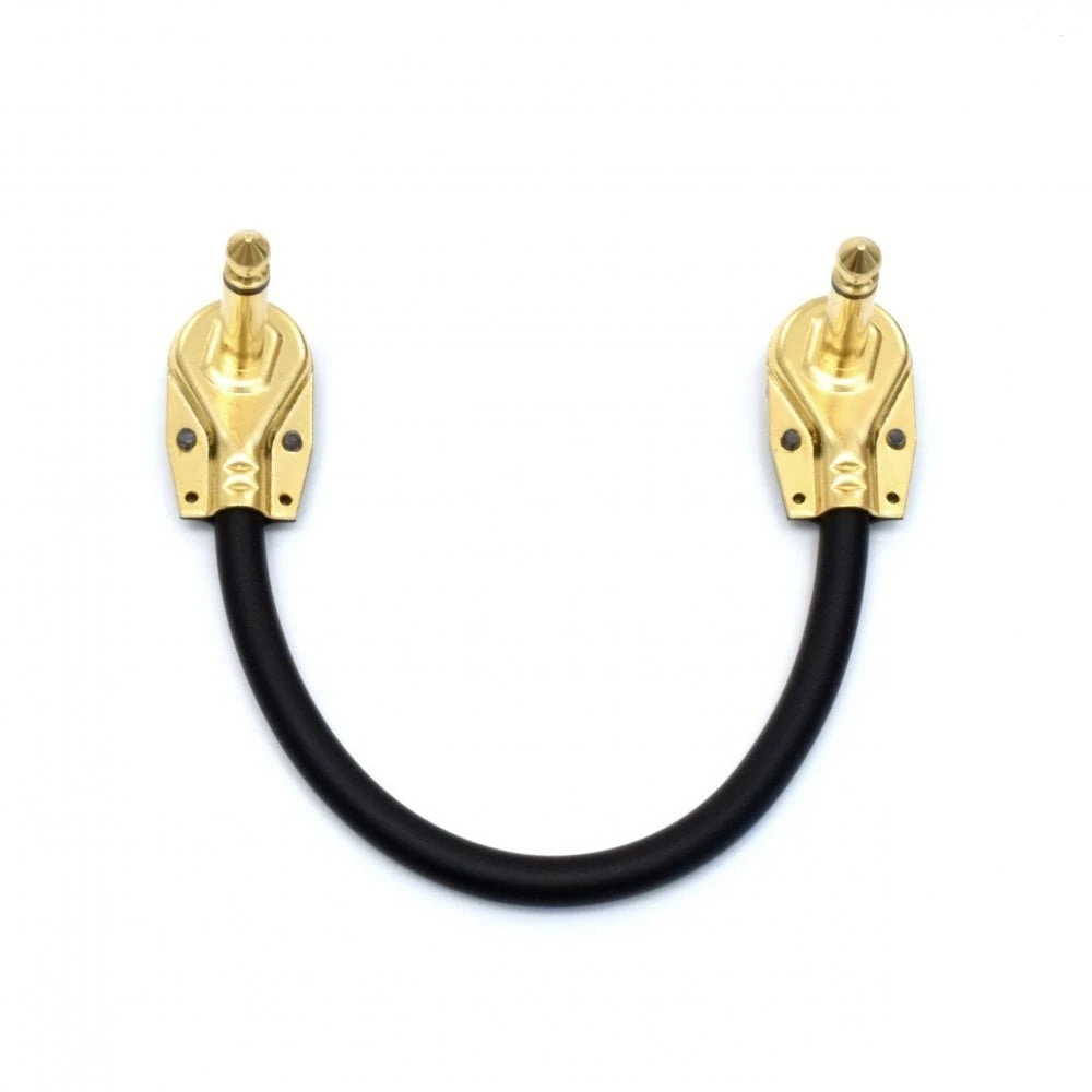 VisioSound Guitar Patch Lead 6.35mm 1/4" Pancake Angled Jack/Effects Pedal FX Instrument Cable (Black, 0.15m)