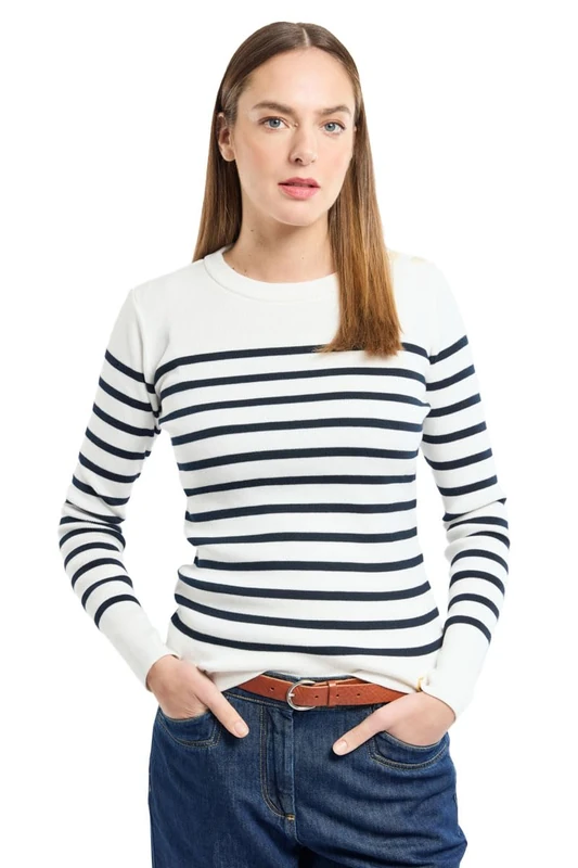Armor Lux Women's Pull Marin groix Héritage Femme Jumper Not Applicable, White (4fq Milk/Rich Navy 4fq), 14 (Manufacturer Size: 3)