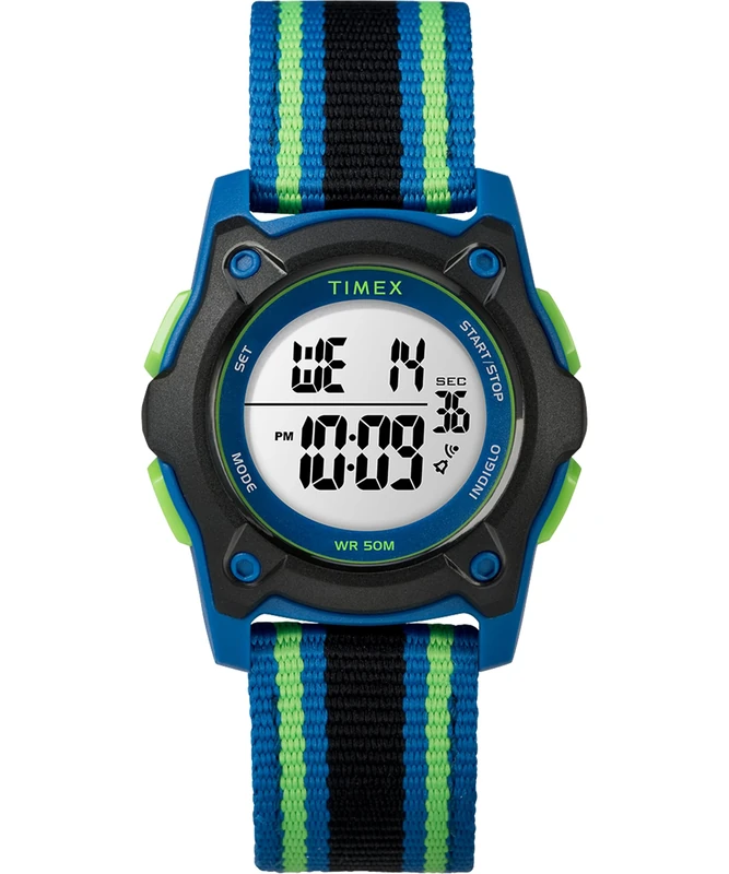 Timex Kids Time Machines Digital 35mm Blue/Black/Green Double-Layered Nylon buckle Watch TW7C26000
