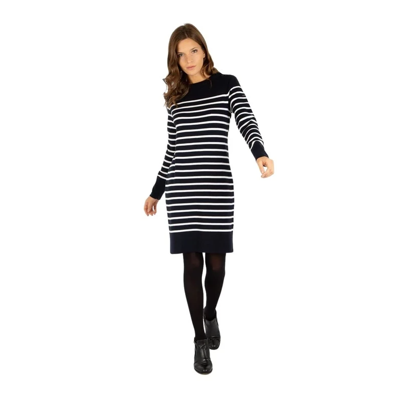 Armor Lux Sweater Dress - Merino Wool, Rich Navy/Nature, 18