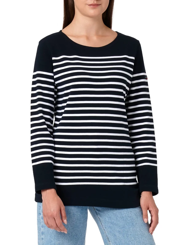 Armor Lux Women's Marinière amiral Femme Long Sleeve Top Not Applicable, Multicolour (Bi8 Rich Navy/Blanc Bi8), 12 (Manufacturer Size: 2)