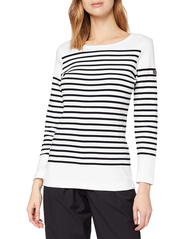 Armor Lux Women's Marinière amiral Femme Long Sleeve Top Not Applicable, Multicolour (Bi9 Blanc/Rich Navy Bi9), 16 (Manufacturer Size: 4)