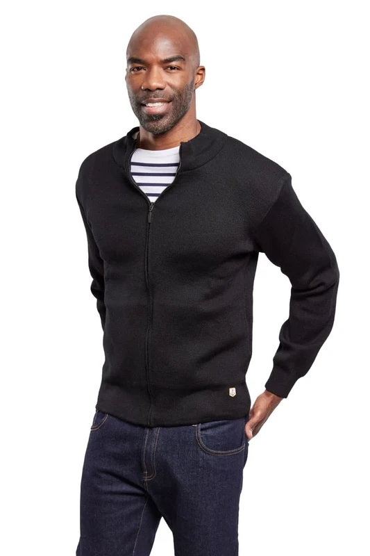 Armor Lux Men's Cardigan Plouescat Héritage Homme, Black, XXL