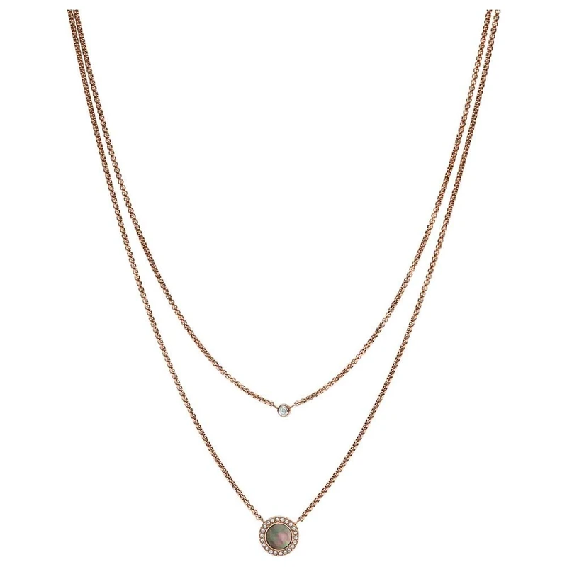 Fossil Necklace for Women Misty Autumn, total length:42+46+5cm extension chain Rose Gold Stainless Steel Necklace, JF02953791