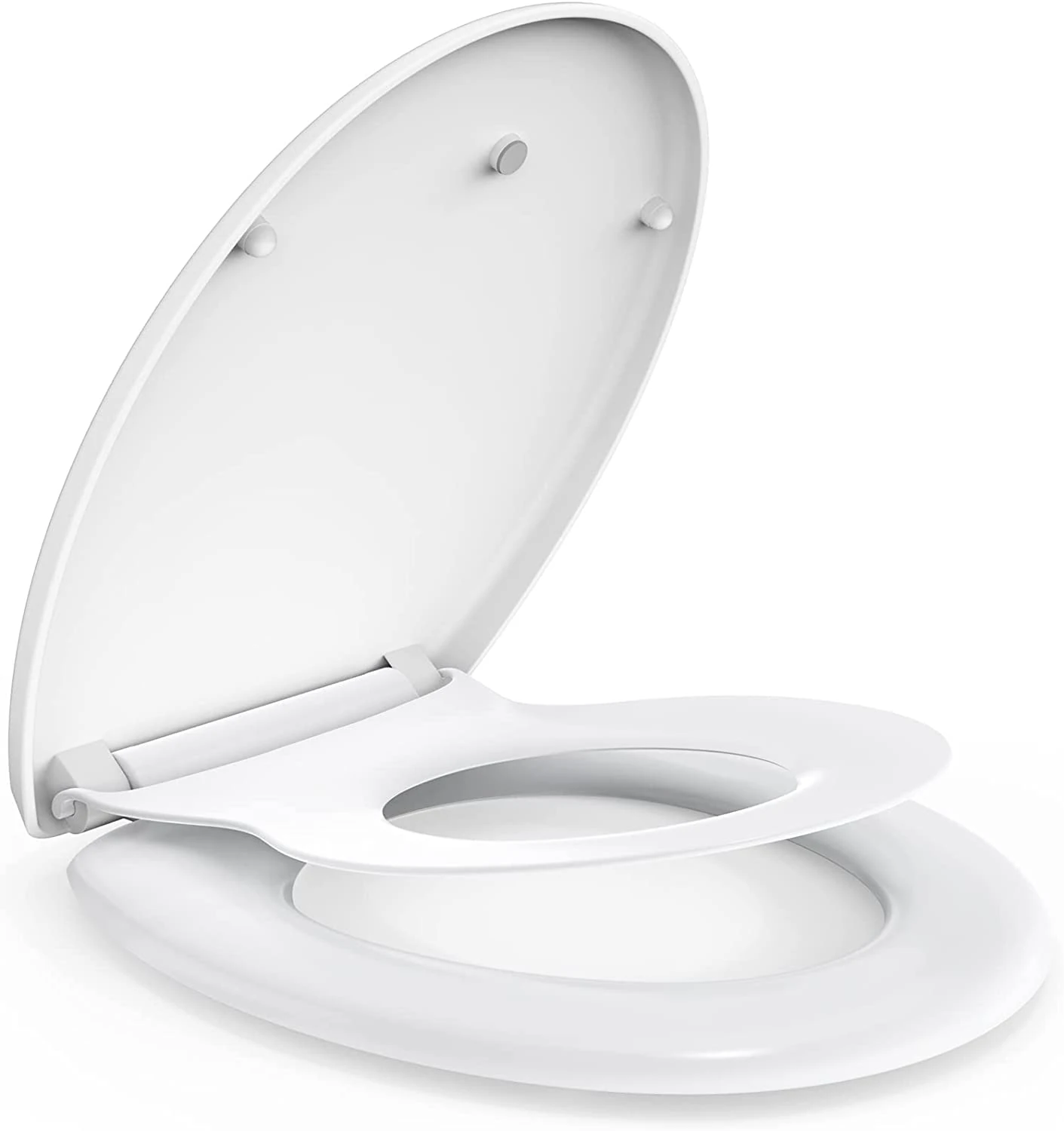 Family Toilet Seat, MUJIUSHI Slow Close 2-in-1 Family Toilet Seat with Built in Potty Training Child Seat, Detachable Magnetic Kids Seat Cover, Standard O Form Family Toilet Lid for Toddlers & Adults