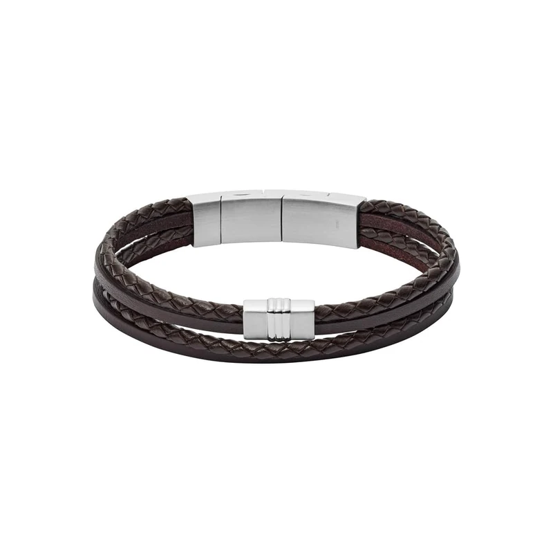 Fossil Bracelet for Men Casual Texture, inner length 175mm~190mm black Leather Bracelet, JF02934040